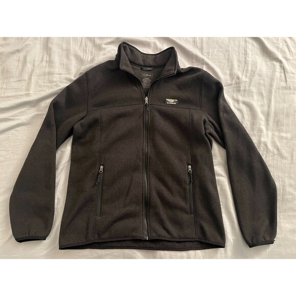 LL Bean Men's L REGULAR Fit Gray Full Zip Sweater Fleece Jacket Coat - Picture 6 of 12